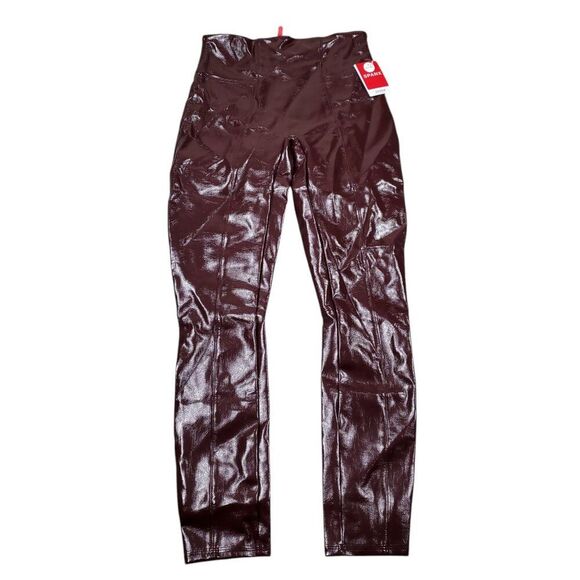 Spanx Faux Patent Leather Leggings Women’s Size Small Petite Ruby Red 20301Q - Picture 2 of 10